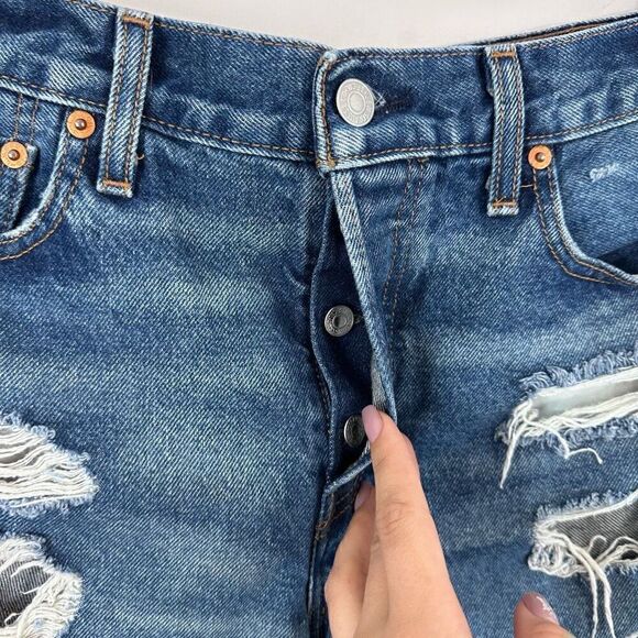 Levi’s Wedgie Distressed High Rise Denim Shorts Size 30 - Picture 7 of 12